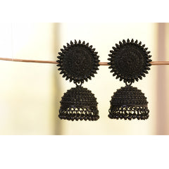 Black Contemporary  Jhumkas Earrings