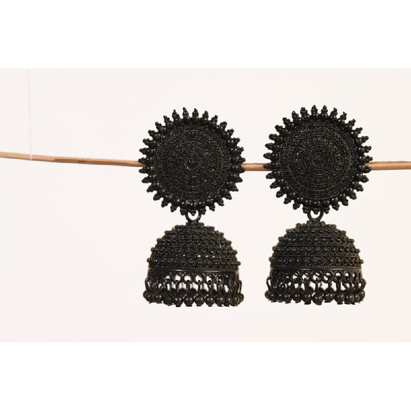 Black Contemporary  Jhumkas Earrings