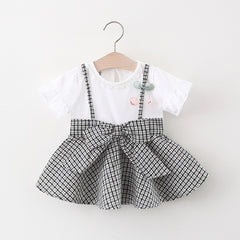 Half Sleeves Bow Detailing Checked Frock From 6 Months-4 Years