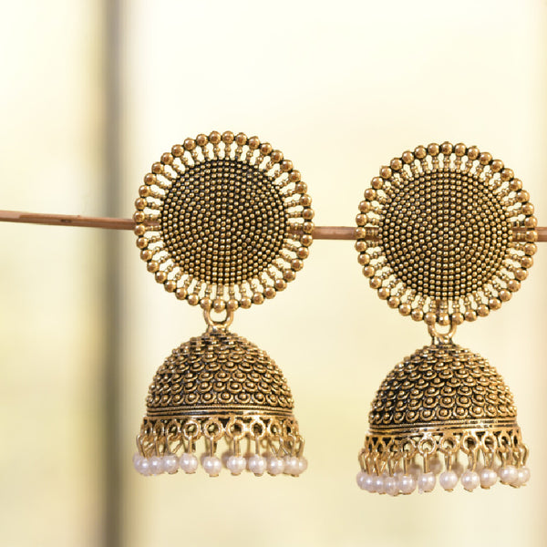 Gold toned contemporary jhumkas earrings