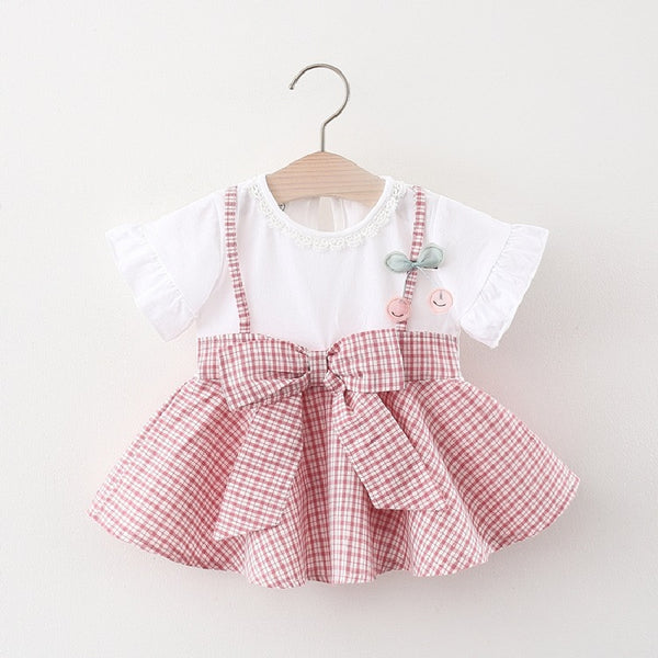 Half Sleeves Bow Detailing Checked Frock From 6 Months-4 Years