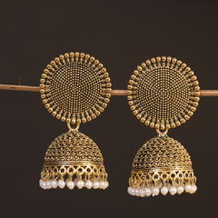 Gold toned contemporary jhumkas earrings