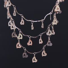 Rose Gold Heart Charm Multi- Layered Necklace