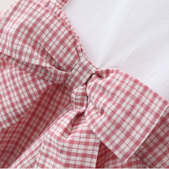 Half Sleeves Bow Detailing Checked Frock From 6 Months-4 Years