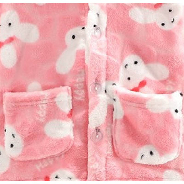 Velvety Pink Full Sleeves Overall Printed Daily Winter Wear Set From 9 Months-5 Years