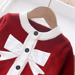 Red Full Sleeves Front Open Winter Top and Skirt From 1-5 Years