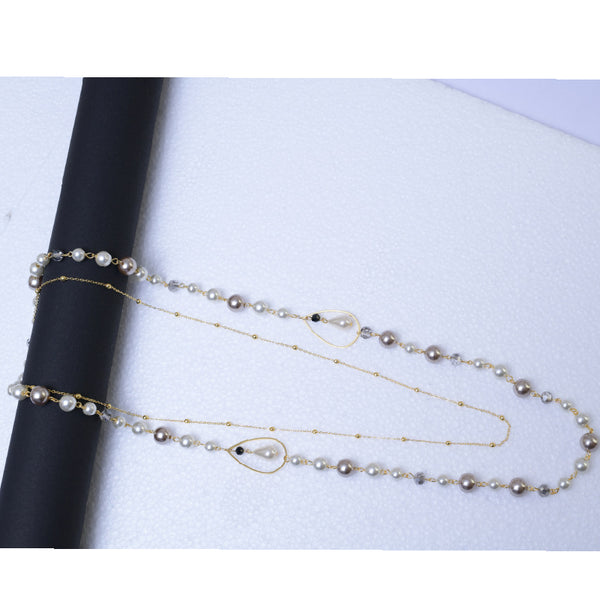 Rose-Gold Plated Long Layered Necklace