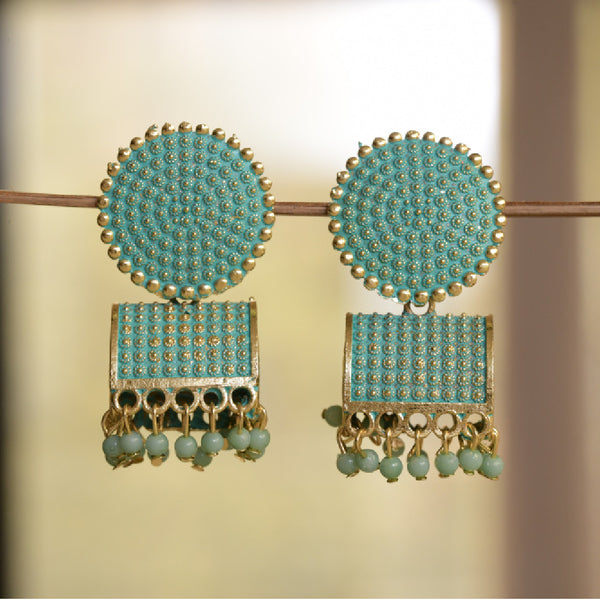 Aqua Blue Classic Jhumkas Earrings