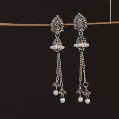 Oxidised silver plated jhumkas earrings