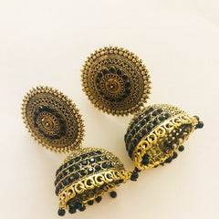 Black Dome Shaped Jhumkas Earrings