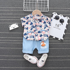 Half Sleeves All Over Cartoon Printed Shirt & Shorts Set From 9 Months-4 Years