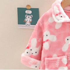 Velvety Pink Full Sleeves Overall Printed Daily Winter Wear Set From 9 Months-5 Years