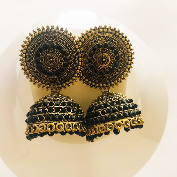 Black Dome Shaped Jhumkas Earrings