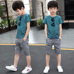 Half Sleeves Goggle Print T-Shirt With Shorts From 3-9 Years