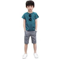 Half Sleeves Goggle Print T-Shirt With Shorts From 3-9 Years