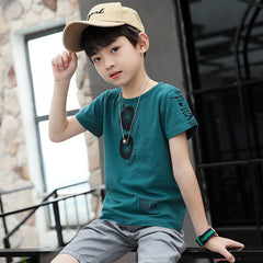 Half Sleeves Goggle Print T-Shirt With Shorts From 3-9 Years