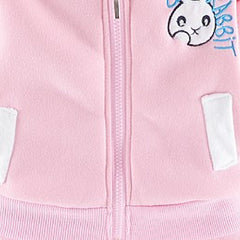 Velvety  Full Sleeves Rabbit Print Thick Warm Fleece Ear Hoodie With Joggers From 9 Months-4 Years