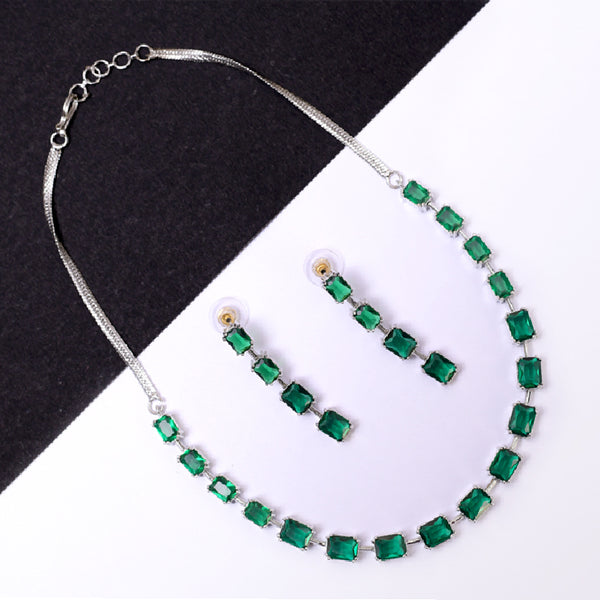 Green Silver-Plated Handcrafted Jewellery Set