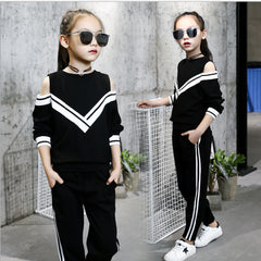 Full Sleeves Cold Shoulder Track Suit Set For Girls From 2-5 Years