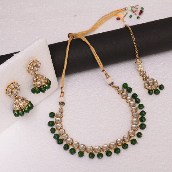 Green Gold-Plated Traditional Jewellery Set