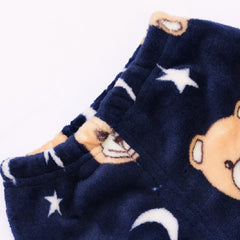 Velvety Navy Blue Full Sleeves Bear Printed Daily Winter Wear Set From 9 Months-5 Years