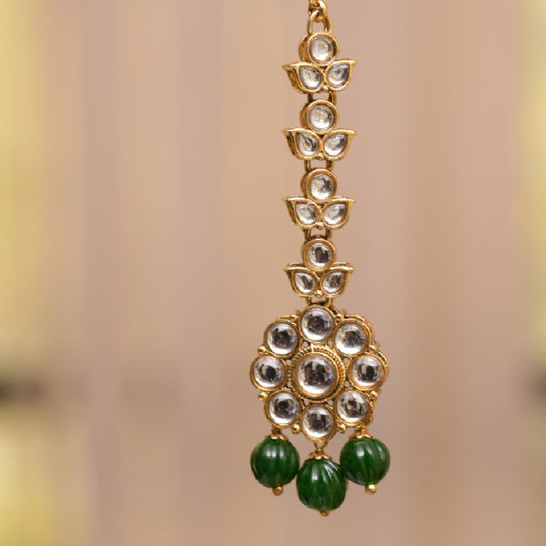 Green Gold-Plated Traditional Jewellery Set