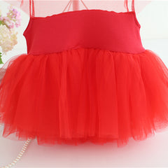 Red Sleeveless Net Embellished Fit & Flare Dress From 6-24 Months