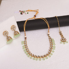 Sea- Green Gold-Plated Traditional Jewellery Set