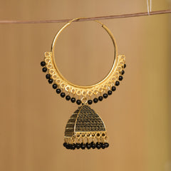 Black Hoop Earrings With Jhumki