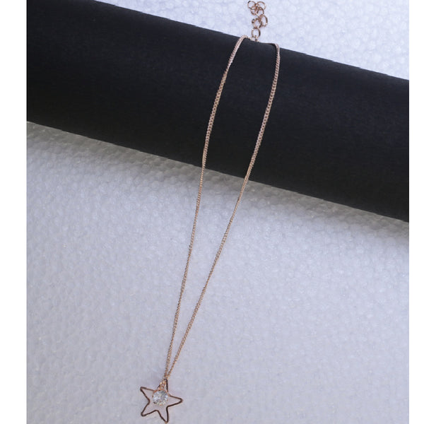 Rose Gold plated Hollow star charm pendant with chain