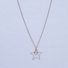 Rose Gold plated Hollow star charm pendant with chain