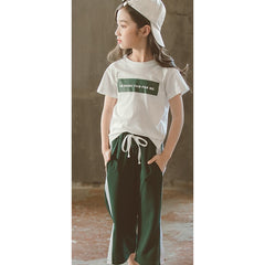 Half Sleeves Text Printed Tee With White Stripes Print Pant From 3-9 Years