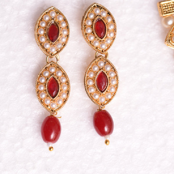 Red Gold-Plated Traditional Jewellery Set