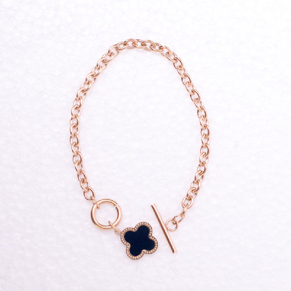 Rose Gold Plated Black Clove Flower Bracelet