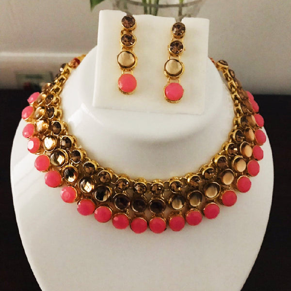 Pink Gold-Plated Embellished Jewellery Set