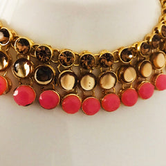 Pink Gold-Plated Embellished Jewellery Set