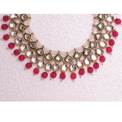 Dark Pink  Gold-Plated Traditional Jewellery Set