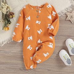 Full Sleeves Bear Printed Cotton Rompers From 3 Months- 3 years