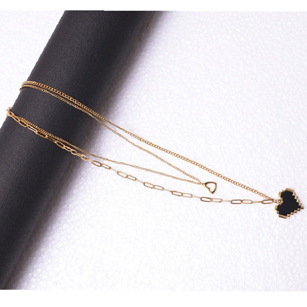 Gold Heart charm layered necklace