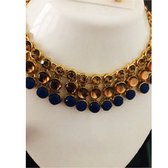 Blue Gold-Plated Embellished Jewellery Set