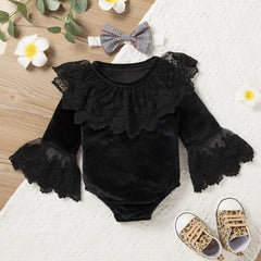 Black Party Wear Truffle Sleeves Top and Skirt with bow From 3 Months-3 Years