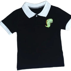 Black Half Sleeves Dino Print T-shirt With Shorts From 9 Months-5 years