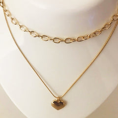 Gold Multi layered heart necklace