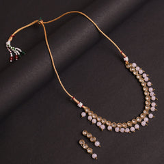 Light Pink Gold-Plated Traditional Jewellery Set