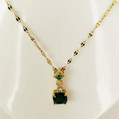 Green Gold Plated Emerald Necklace