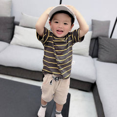 Half Sleeves Striped T-shirt & Shorts Set From 9 Months-5 Years