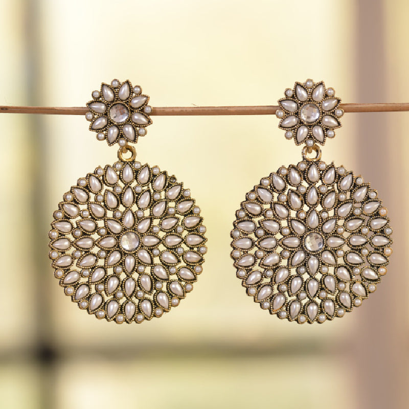 Buy D'oro Gold Plated Beaded Contemporary Drop Earrings - Earrings for  Women 20212314 | Myntra