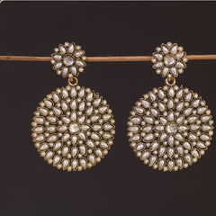 White Contemporary Circular Drop Earrings