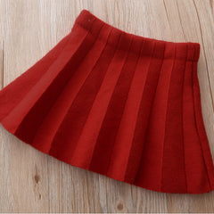 Red Full Sleeves Front Open Winter Top and Skirt From 1-5 Years