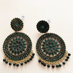 Green Contemporary Circular Drop Earrings